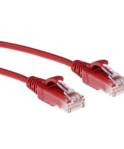 ACT Rode 3 meter LSZH U/UTP CAT6 datacenter slimline patchkabel snagless met RJ45 connectoren