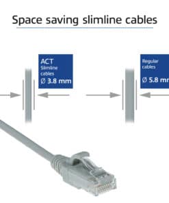 ACT Grijze 0.25 meter LSZH U/UTP CAT6 datacenter slimline patchkabel snagless met RJ45 connectoren - Afbeelding 3