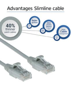 ACT Grijze 0.25 meter LSZH U/UTP CAT6 datacenter slimline patchkabel snagless met RJ45 connectoren - Afbeelding 4
