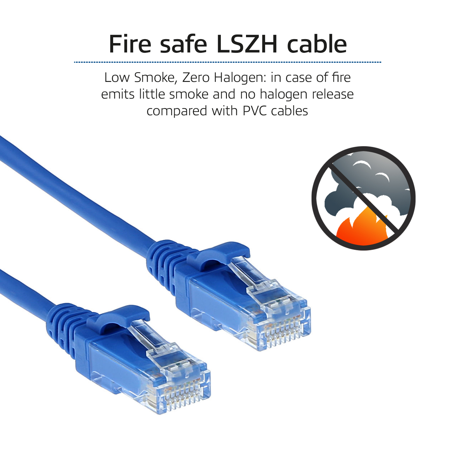 ACT Blauwe 1.5 meter LSZH U/UTP CAT6 datacenter slimline patchkabel snagless met RJ45 connectoren - Afbeelding 8