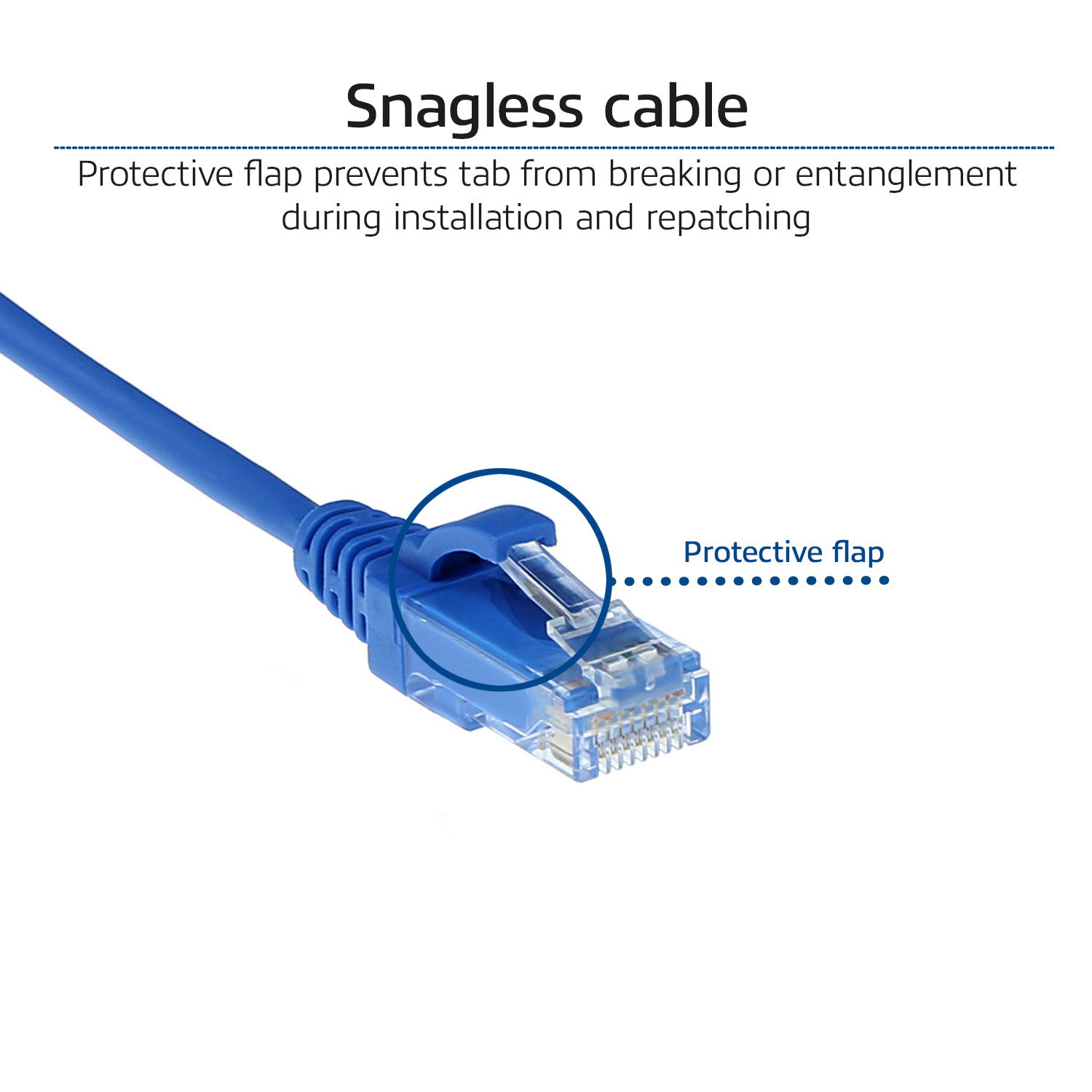 ACT Blauwe 1.5 meter LSZH U/UTP CAT6 datacenter slimline patchkabel snagless met RJ45 connectoren - Afbeelding 7