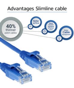 ACT Blauwe 3 meter LSZH U/UTP CAT6 datacenter slimline patchkabel snagless met RJ45 connectoren - Afbeelding 4