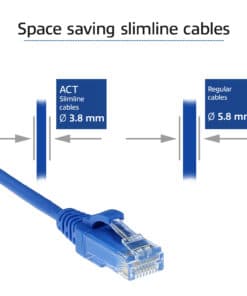 ACT Blauwe 3 meter LSZH U/UTP CAT6 datacenter slimline patchkabel snagless met RJ45 connectoren - Afbeelding 3