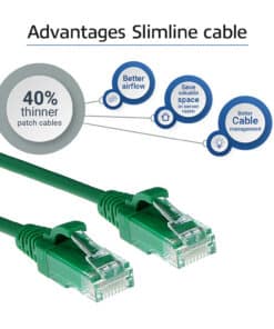 ACT Groene 3 meter LSZH U/UTP CAT6 datacenter slimline patchkabel snagless met RJ45 connectoren - Afbeelding 4