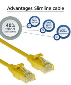 ACT Gele 3 meter LSZH U/UTP CAT6 datacenter slimline patchkabel snagless met RJ45 connectoren - Afbeelding 8