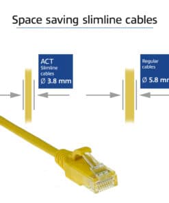ACT Gele 3 meter LSZH U/UTP CAT6 datacenter slimline patchkabel snagless met RJ45 connectoren - Afbeelding 7