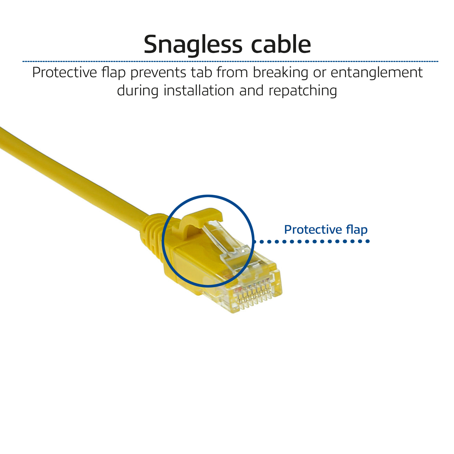 ACT Gele 1 meter LSZH U/UTP CAT6 datacenter slimline patchkabel snagless met RJ45 connectoren - Afbeelding 3
