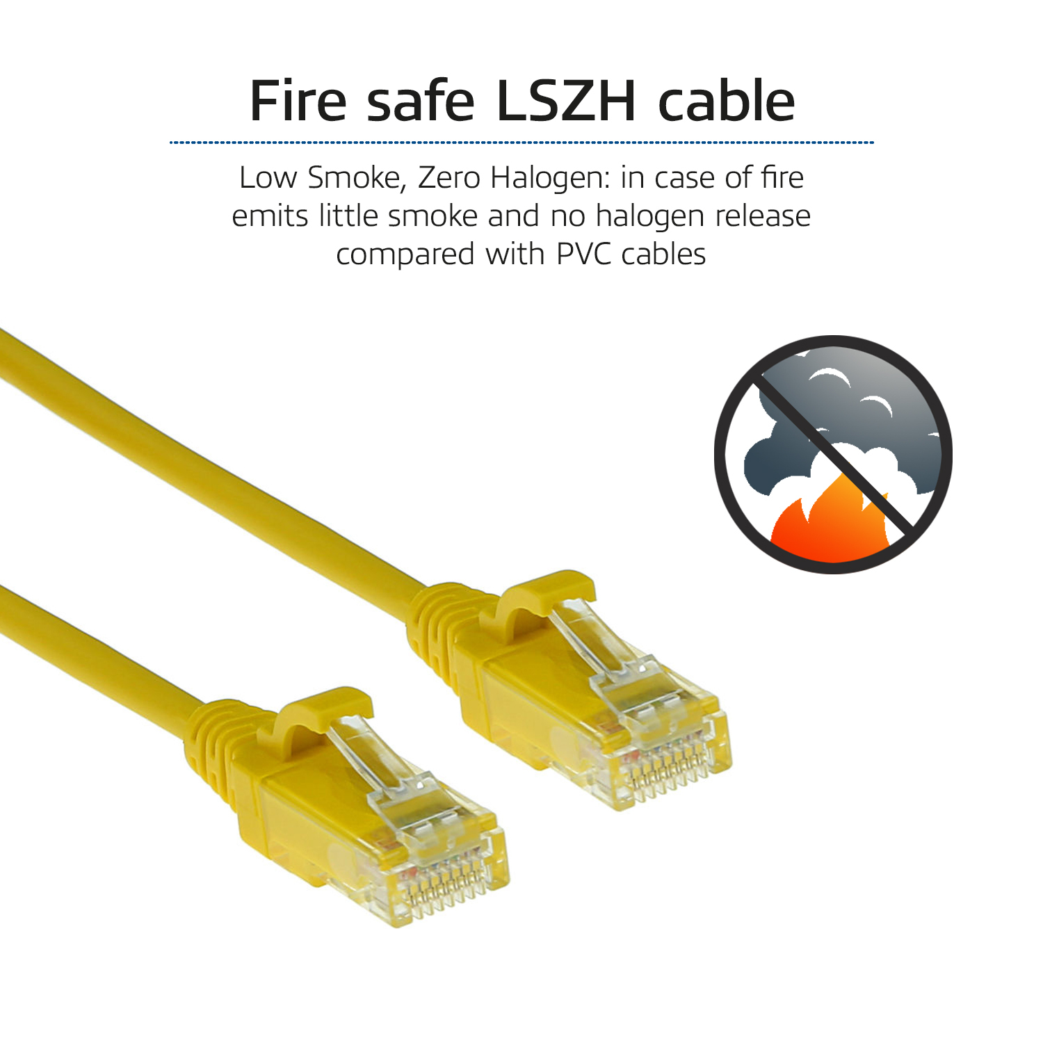 ACT Gele 1 meter LSZH U/UTP CAT6 datacenter slimline patchkabel snagless met RJ45 connectoren - Afbeelding 5
