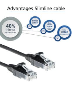 ACT Zwarte 3 meter LSZH U/UTP CAT6 datacenter slimline patchkabel snagless met RJ45 connectoren - Afbeelding 4