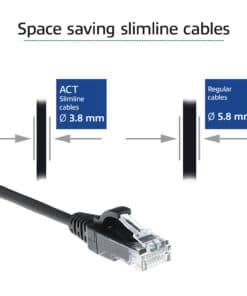 ACT Zwarte 3 meter LSZH U/UTP CAT6 datacenter slimline patchkabel snagless met RJ45 connectoren - Afbeelding 3