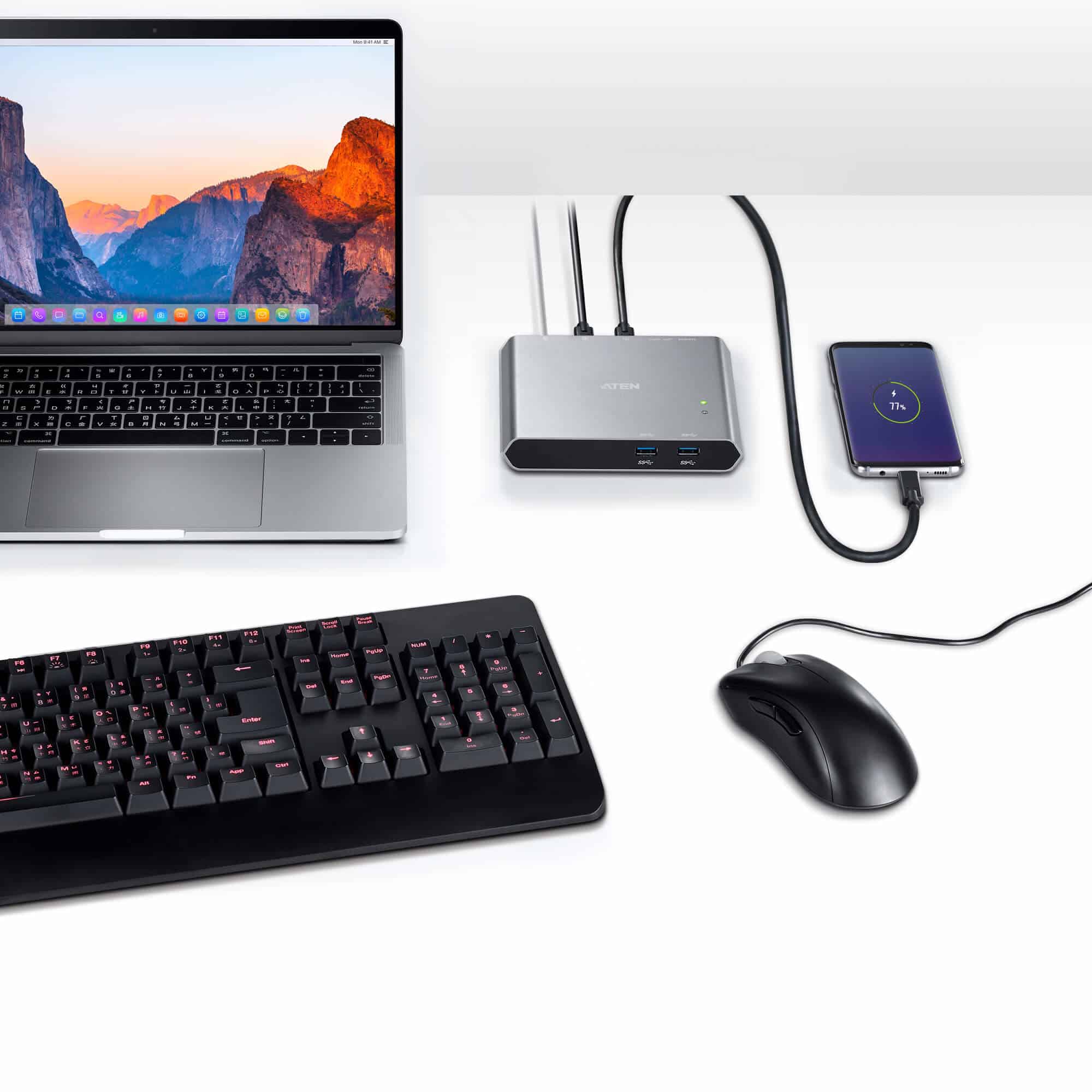 ATEN 2-Port USB-C Gen 1 Dock Switch met Power Pass-through - Afbeelding 8