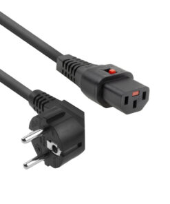 ACT Netsnoer CEE 7/7 male (haaks) - C13 IEC Lock zwart 5 m, EL269S