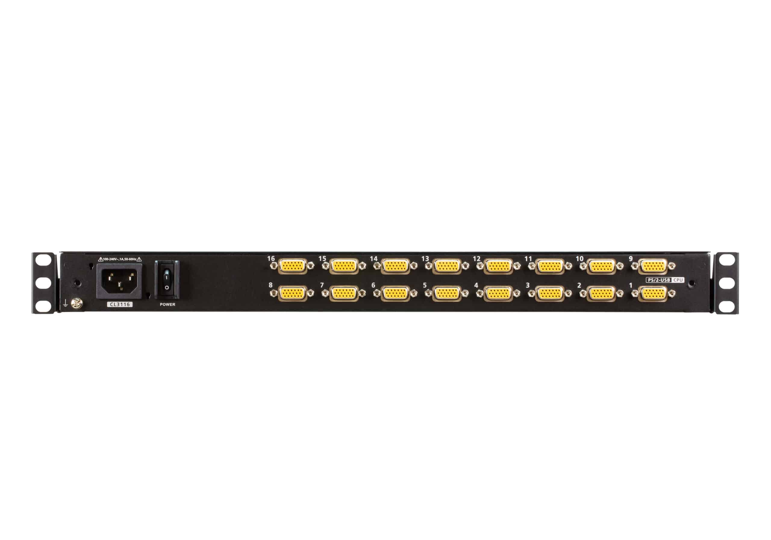 ATEN 16-poorts PS/2-USB VGA enkel spoor breedbeeld LCD KVM-schakelaar - Afbeelding 2