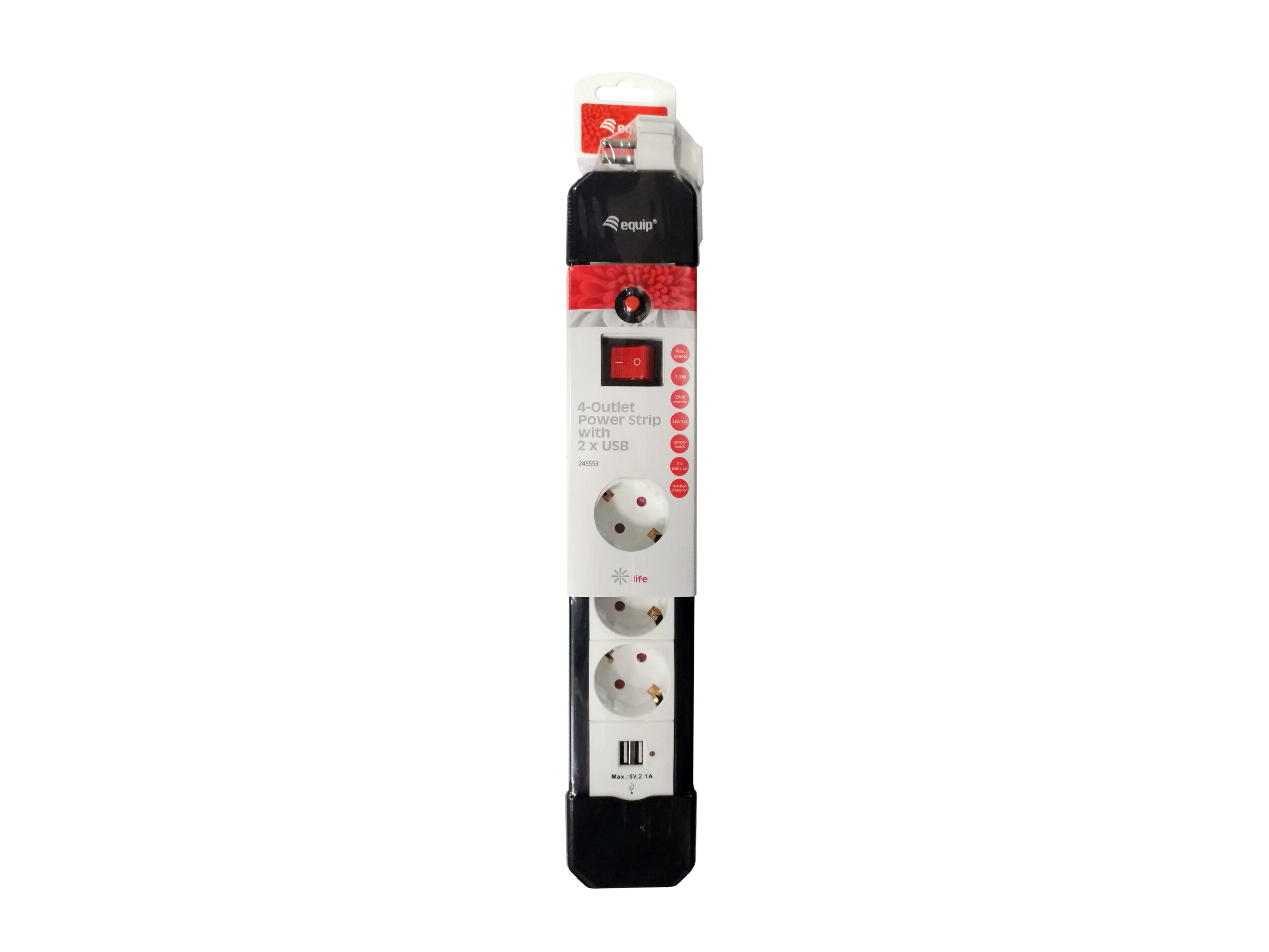 Equip 245553 power uitbreiding 1,5 m 4 AC-uitgang(en) Binnen Zwart, Wit - Afbeelding 5