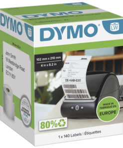 DYMO originele LabelWriter DHL labels voor hoge capaciteit | 102 mm x 210 mm| 140 postlabels | zelfklevende etiketten voor de LabelWriter 4XL/5XL labelprinters