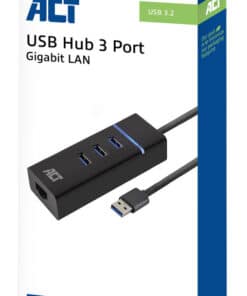 ACT USB hub 3.0, 3 poorts USB-A, Gigabit ethernet - Afbeelding 2