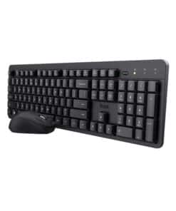 Trust Ody V2 Toetsenbord en Muis Set - Draadloze desktopset – Belgische AZERTY-indeling – Stille toetsen – Zwart