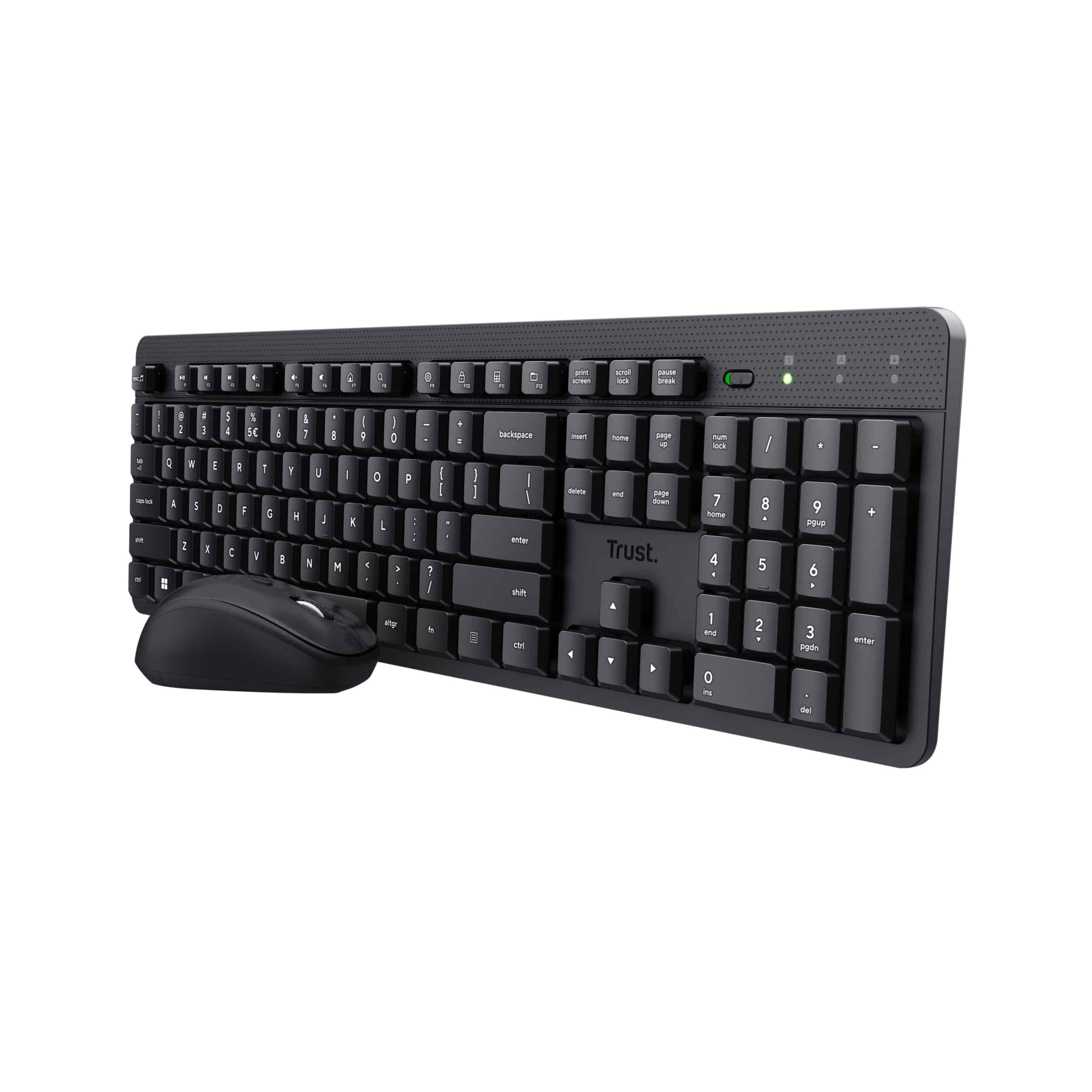 Trust Ody V2 Toetsenbord en Muis Set - Draadloze desktopset – Belgische AZERTY-indeling – Stille toetsen – Zwart