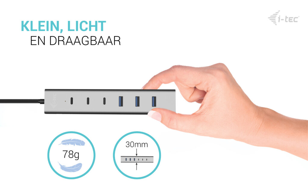 i-tec USB-C/USB-A Charging Metal HUB 7 port (3x USB-C, 4x USB-A) - Afbeelding 6