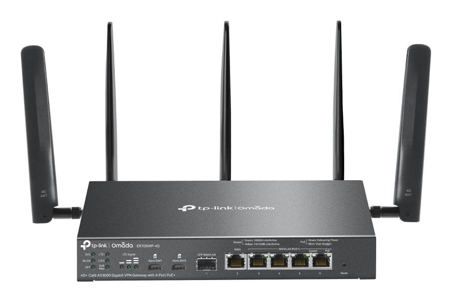 TP-Link Omada ER706WP-4G draadloze router Gigabit Ethernet Dual-band (2.4 GHz / 5 GHz) Zwart