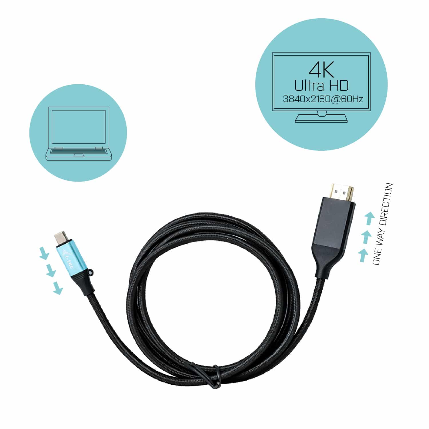i-tec C31CBLHDMI60HZ video kabel adapter 1,5 m USB Type-C HDMI Zwart - Afbeelding 4