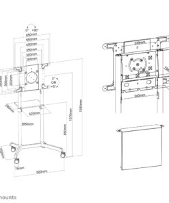 Neomounts NS-M1250BLACK flat screen floor stand, 37-70", 70 kg, 200x200/ 600x400 mm, Blac
