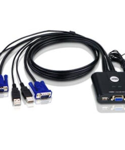 ATEN 2-Poorts USB VGA-kabel KVM-switch met externe poortselectieschakelaar
