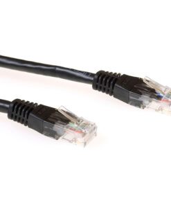 ACT Zwarte 2 meter U/UTP CAT6 patchkabel met RJ45 connectoren