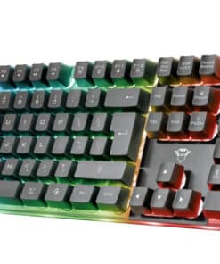 Trust GXT 835 Azor Verlicht gaming‑toetsenbord – gaming toetsenbord – Rainbow Wave verlichting – Anti‑ghosting functie – QWERTY – Zwart