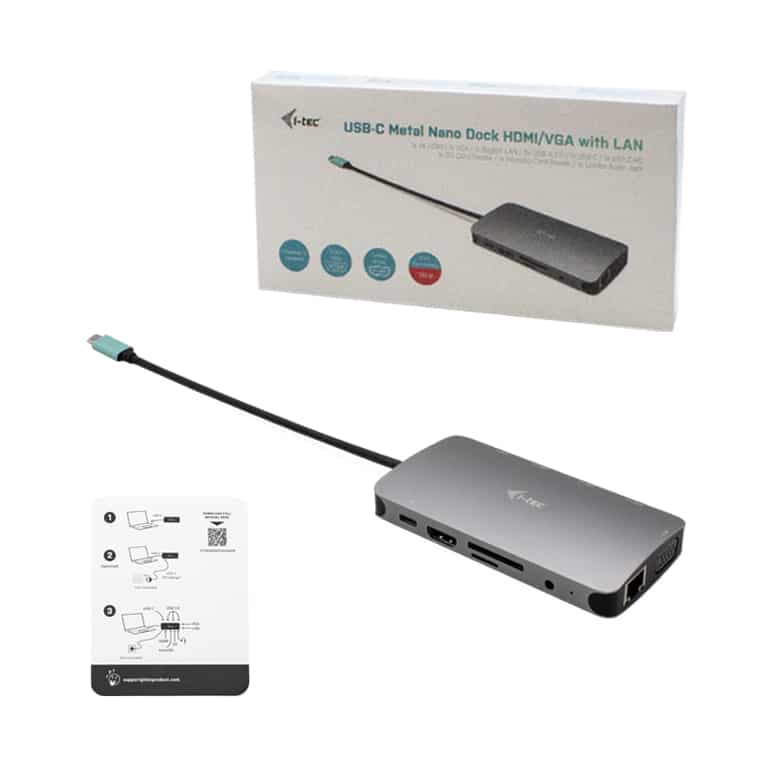 i-tec Metal USB-C Nano Dock HDMI/VGA with LAN + Charger 100W - Afbeelding 3