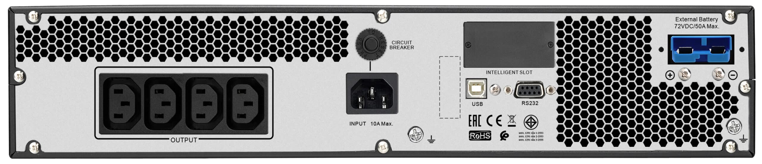 APC Easy-UPS On-Line SRV2KRILRK - 2000VA, 4x C13, USB, Railkit, extendable runtime Stekkerdoos - Afbeelding 2