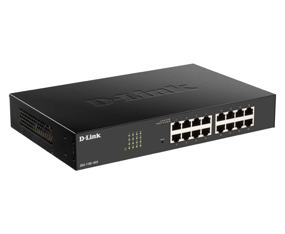 D-Link DGS-1100-16V2 Managed L2 Gigabit Ethernet (10/100/1000) Zwart - Afbeelding 2
