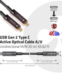CLUB3D USB Gen 2 Type C actieve optische kabel 4K 60Hz Ultra HD unidirectioneel M/M 20 meter - Afbeelding 3