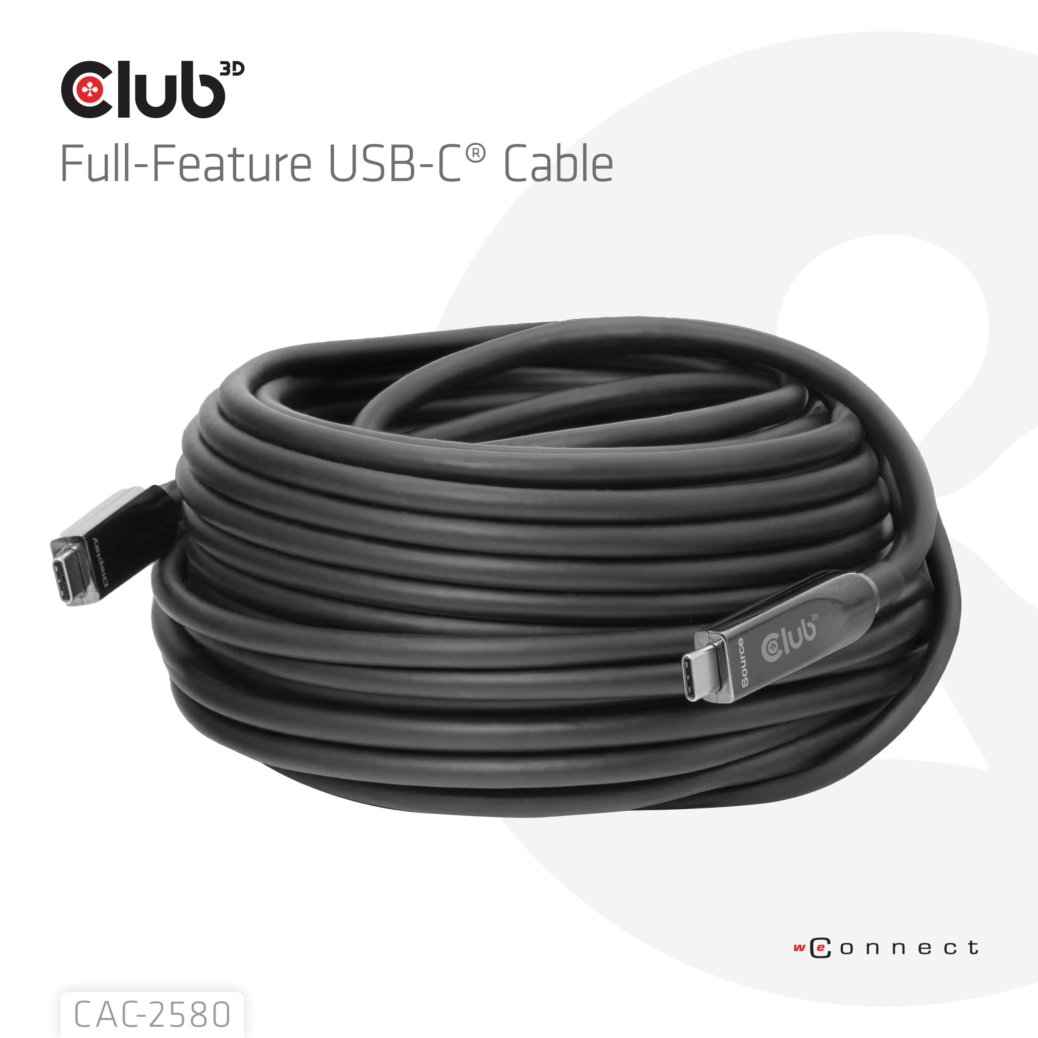 CLUB3D 15M Full-Feature USB-C Cable / 49.21ft 8K60Hz 10Gbps 60W - Afbeelding 2