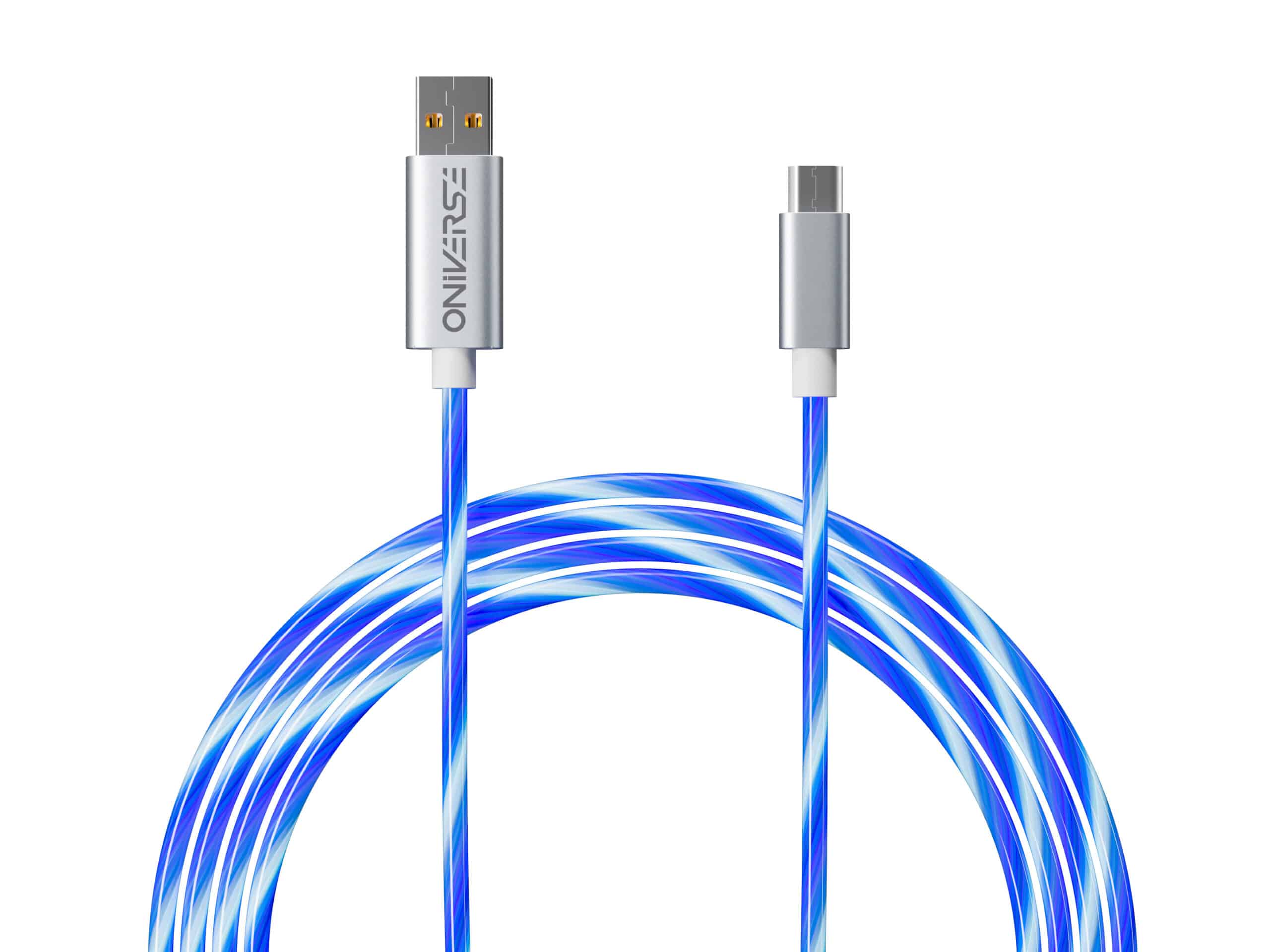 Oniverse ONICAB1-MICUSB2-WHT USB-kabel 2 m USB A Micro-USB B Blauw, Zilver