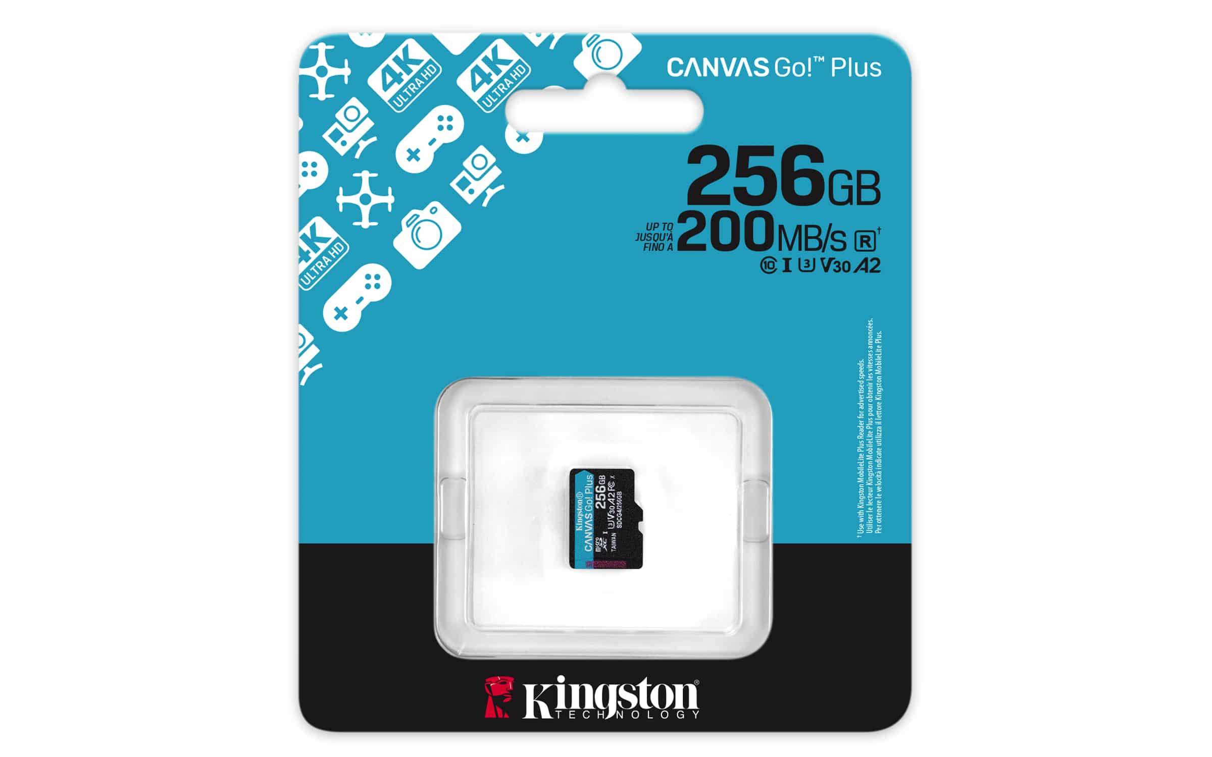 Kingston Technology 256GB microSDXC Canvas Go! Plus Gen4 200R A2 U3 enkel pakket zonder adapter - Afbeelding 3