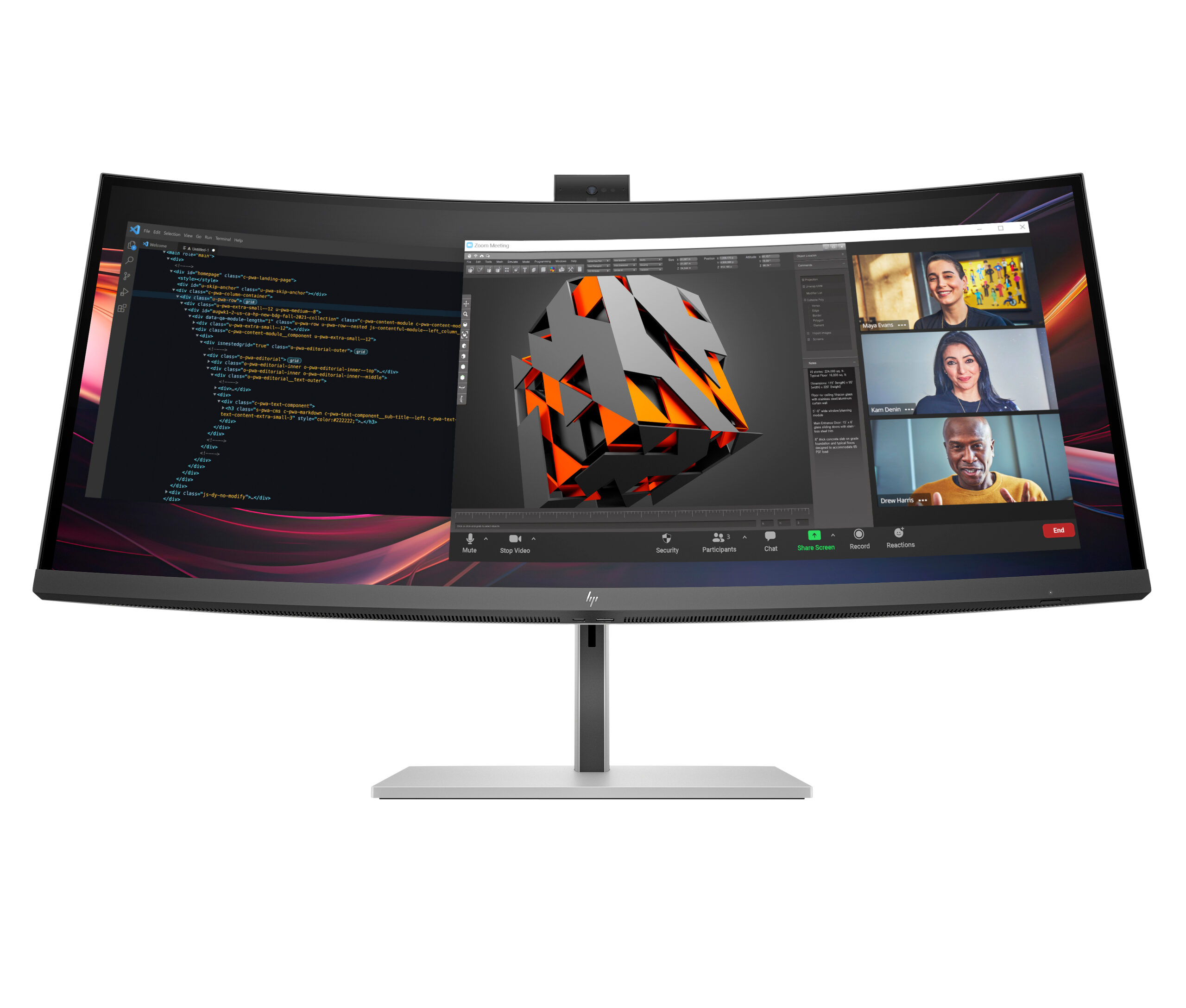 HP Series 7 Pro Serie 7 Pro 34 inch WQHD Conferencing Monitor - 734pm pvc-vrij