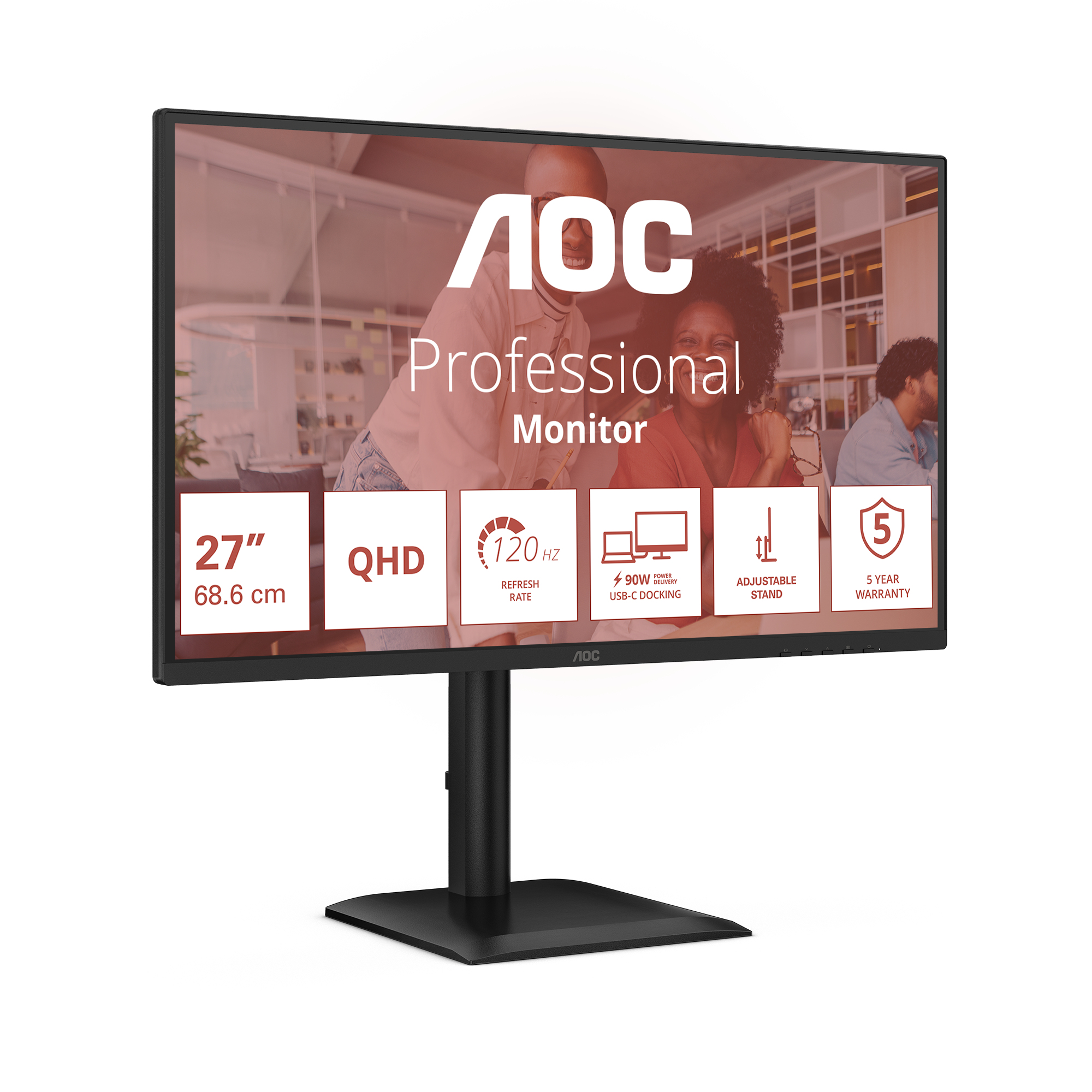 AOC E4 Q27E4CV computer monitor 68,6 cm (27") 2560 x 1440 Pixels Quad HD LED Zwart - Afbeelding 3