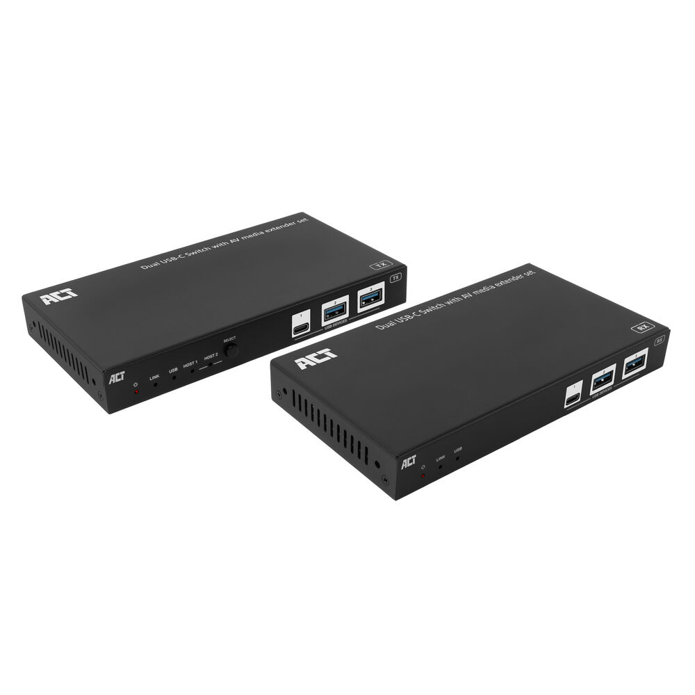 ACT AV media extender set met dual USB-C switch, CAT6A, 100 meter