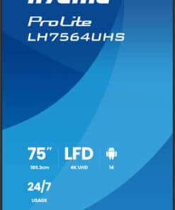 iiyama LH7564UHS-B1AG beeldkrant Digitale signage flatscreen 190,5 cm (75") Wifi 500 cd/m² 4K Ultra HD Zwart Type processor Android 24/7 - Afbeelding 3