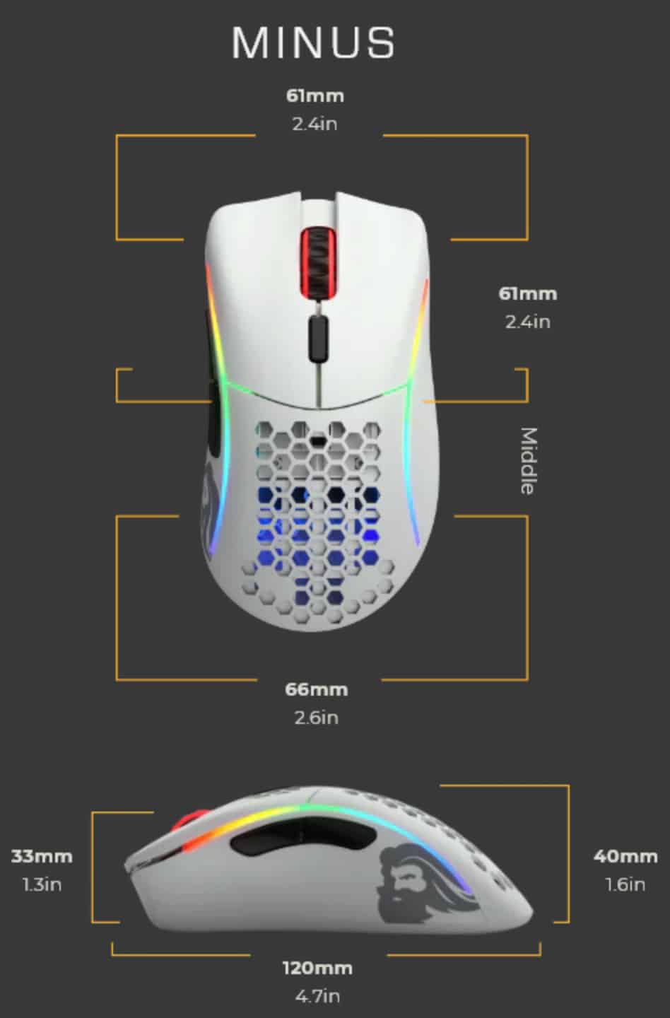 Glorious Gaming Model D Minus muis Gamen Rechtshandig USB Type-A Optisch 3200 DPI - Afbeelding 8