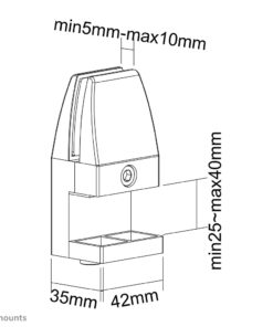 Neomounts NS-CLMP40WHITE Desk clamp set for NS-GLSPROTECTXXX set of 2, 5 kg, 25 - 40 mm,