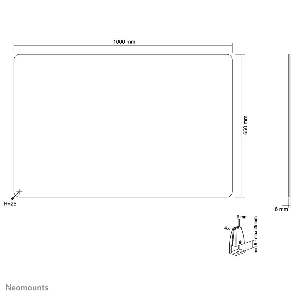 Neomounts NS-GLSPROTECT100 Transparent Protection Screen, 100cm wide, Landscape, 6 mm, 10