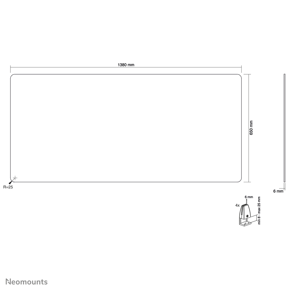 Neomounts NS-GLSPROTECT140 Transparent Protection Screen, 140cm wide, landscape, 6 mm, 13