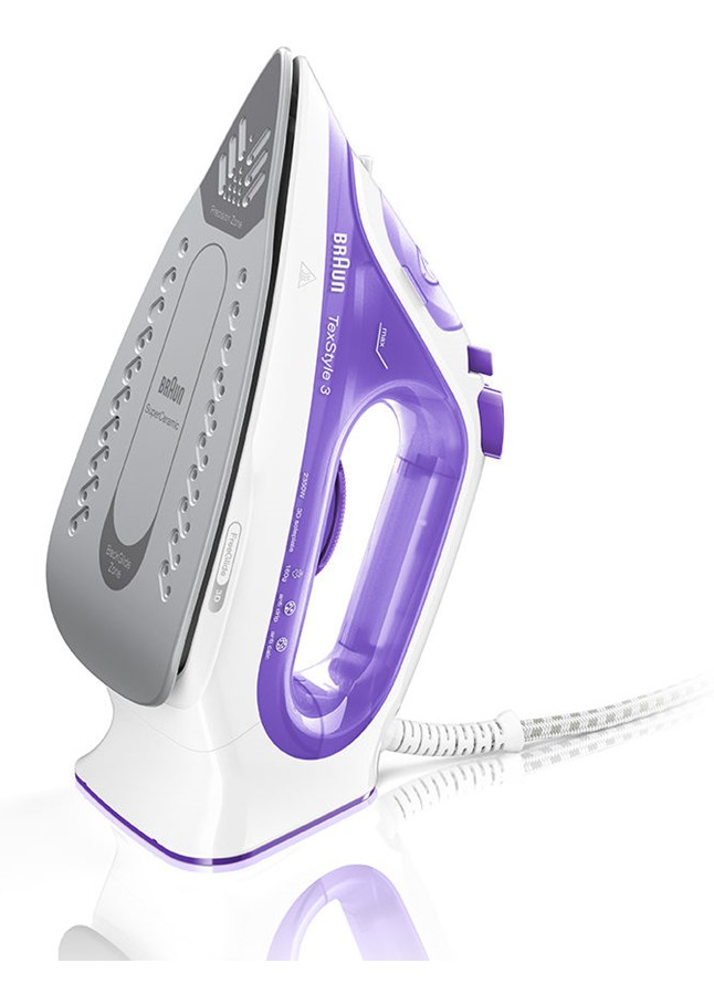 Braun TexStyle 3 SI3042VI Stoomstrijkijzer Keramische zoolplaat 2350 W Paars, Zilver, Wit - Afbeelding 2