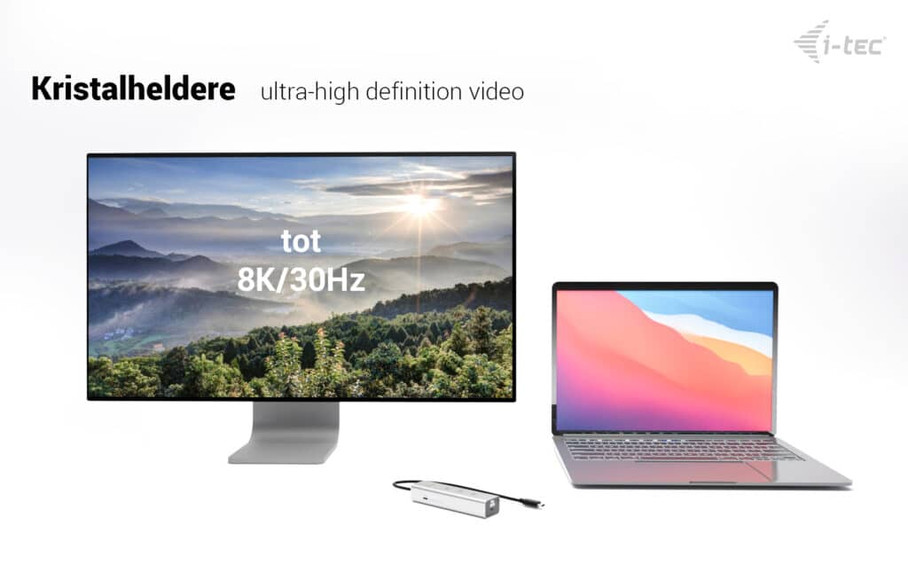 i-tec Metal USB-C Charging HUB 5port with USB-C video 8K + Power Delivery 85W - Afbeelding 3