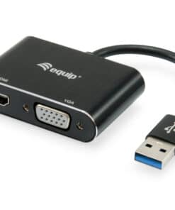 Equip 133386 USB 3.0 to HDMI/VGA (HD15) Adapter, 3.2 Gen 1, USB Type-A, HDMI output, 1920 x 1080p