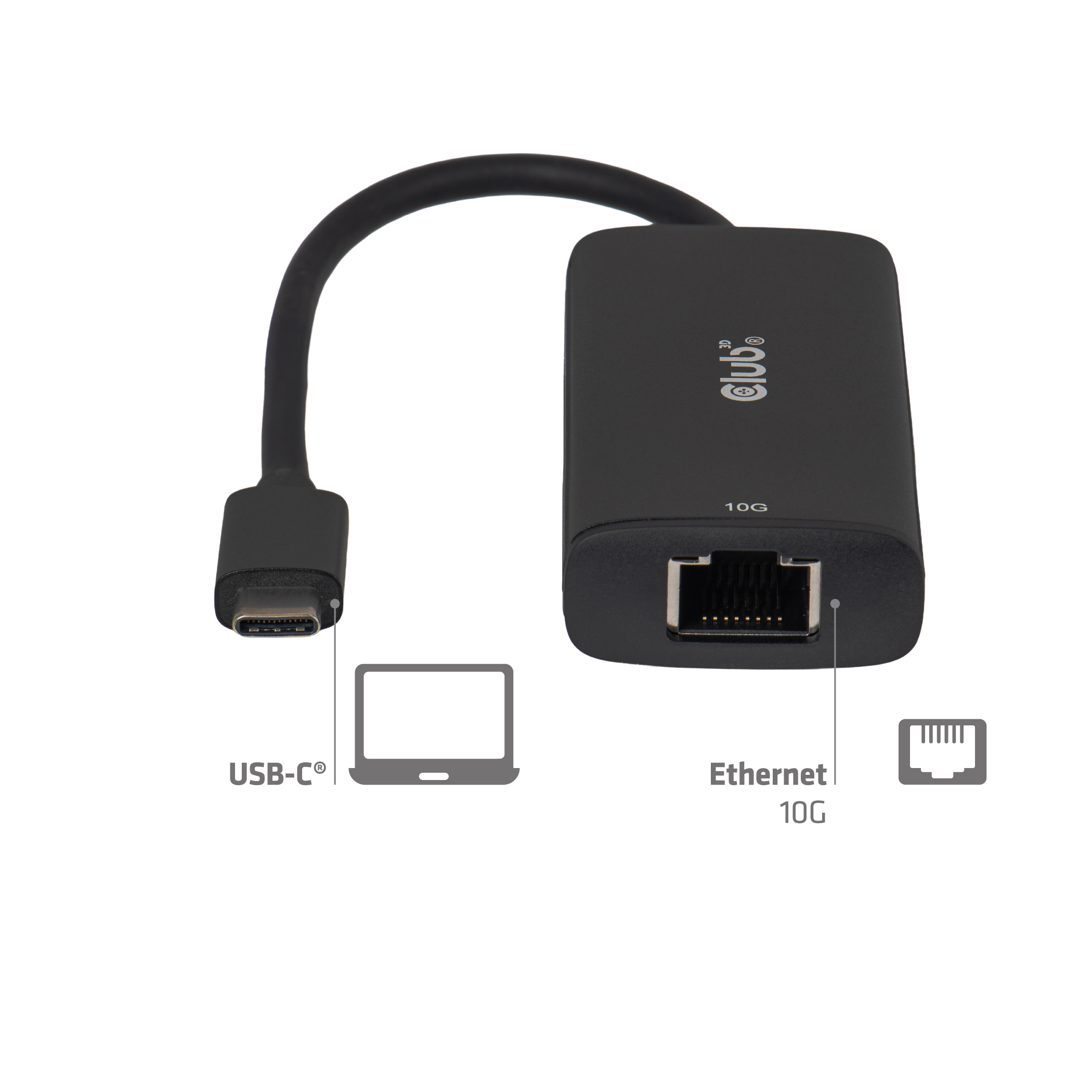 CLUB3D USB-C® naar RJ45 10G Ethernet-adapter M/V - Afbeelding 4