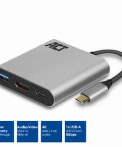 ACT USB-C multiport adapter voor 1 HDMI monitor, 1x USB-A, PD pass-through - Afbeelding 2