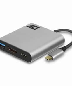 ACT USB-C multiport adapter voor 1 HDMI monitor, 1x USB-A, PD pass-through